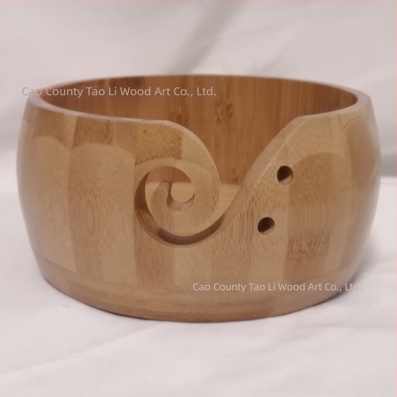 Kör alakú gyapjú tároló tál, fa, kézzel készített, 510 g, modern stílus