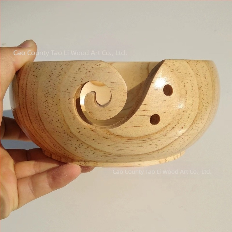 Kör alakú gyapjú tároló tál, fa, kézzel készített, 510 g, modern stílus