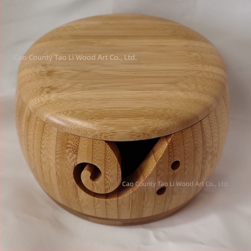 Kör alakú gyapjú tároló tál, fa, kézzel készített, 510 g, modern stílus