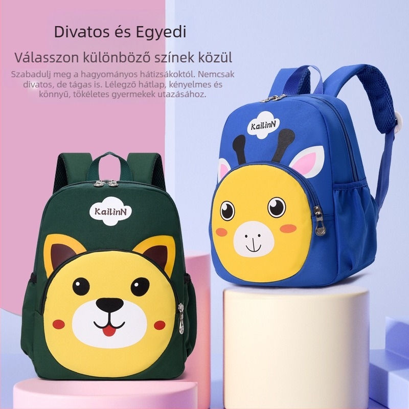 Gyerekek iskolatáskája nylonból, rajzfilm mintával, légáteresztő, ultrakönnyű, gerinvtámogatás
