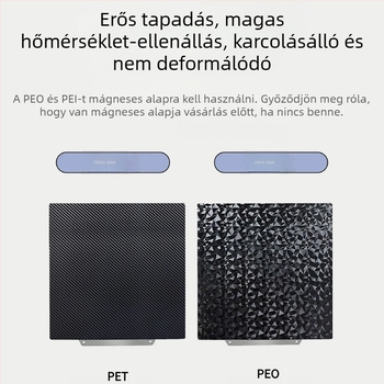PEI fűtőágy 3D nyomtatáshoz, mágneses alap és dupla oldalú textúra