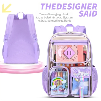 Iskolai hátizsák PVC-ból — vízálló, lélegző, ultrakönnyű, átlátszó minta, ergonómikus hátrész Zhiduobao