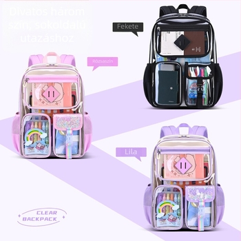 Iskolai hátizsák PVC-ból — vízálló, lélegző, ultrakönnyű, átlátszó minta, ergonómikus hátrész Zhiduobao
