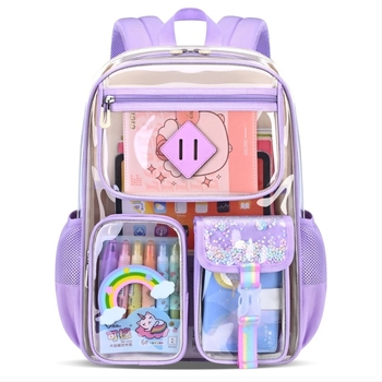 Iskolai hátizsák PVC-ból — vízálló, lélegző, ultrakönnyű, átlátszó minta, ergonómikus hátrész Zhiduobao