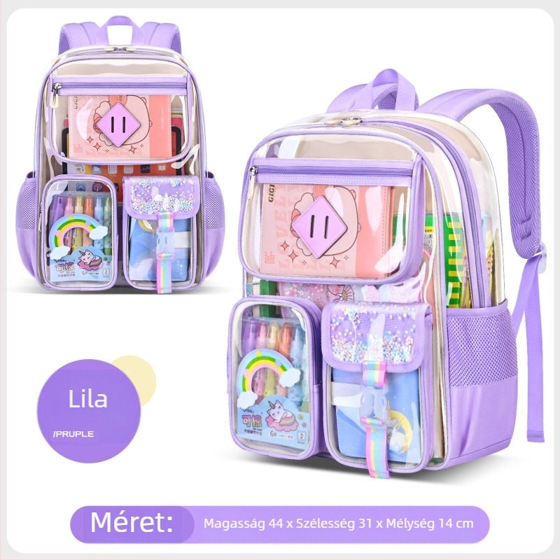 Iskolai hátizsák PVC-ból — vízálló, lélegző, ultrakönnyű, átlátszó minta, ergonómikus hátrész Zhiduobao