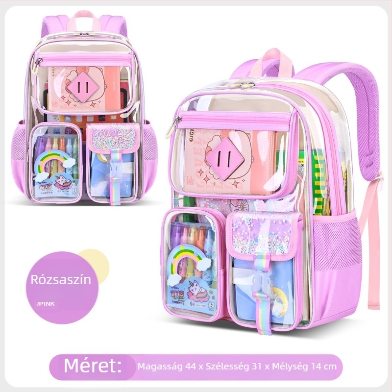 Iskolai hátizsák PVC-ból — vízálló, lélegző, ultrakönnyű, átlátszó minta, ergonómikus hátrész Zhiduobao