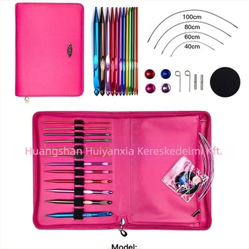 Tunisian horgoláshoz gyűrűs tűkészlet, levehető horgok, 12 darab, testreszabható opciók