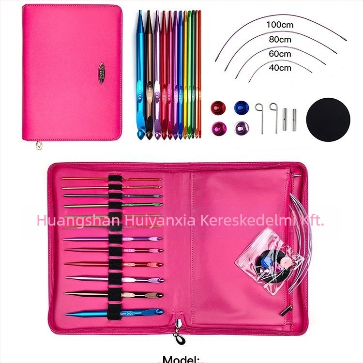 Tunisian horgoláshoz gyűrűs tűkészlet, levehető horgok, 12 darab, testreszabható opciók