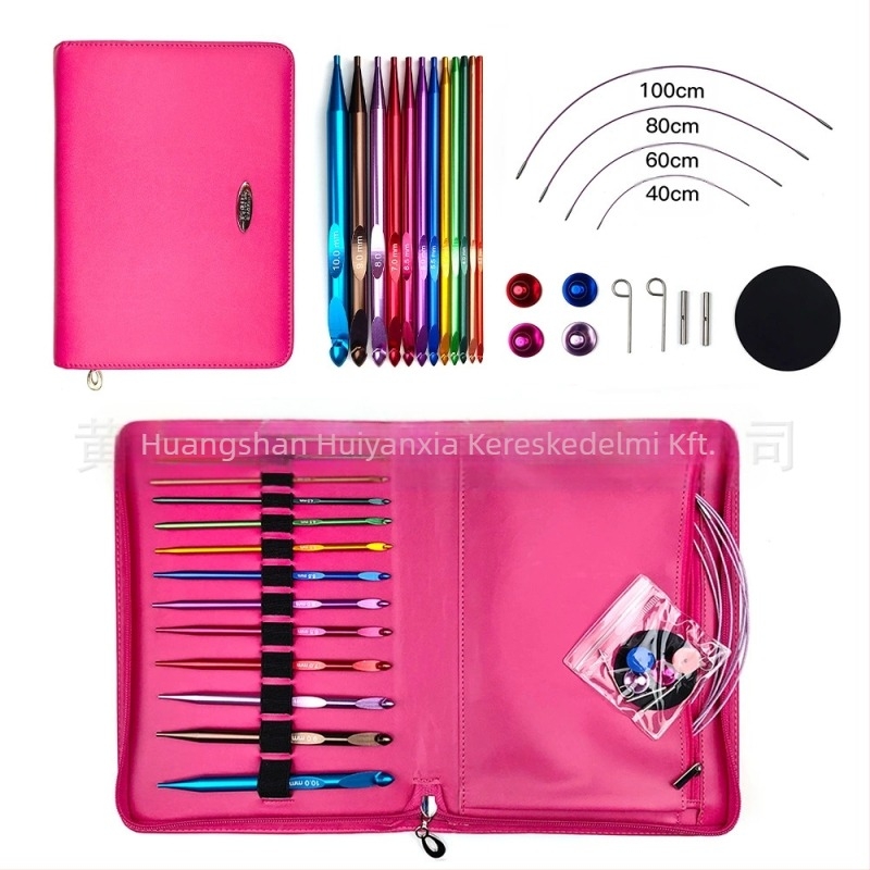 Tunisian horgoláshoz gyűrűs tűkészlet, levehető horgok, 12 darab, testreszabható opciók