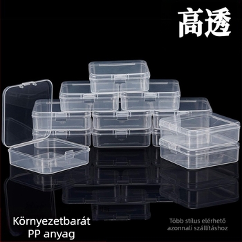 Négyzet alakú, átlátszó PP műanyag tároló doboz fedéllel, játékokhoz és ékszerekhez