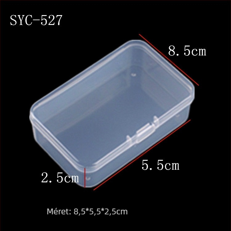 Négyzet alakú, átlátszó PP műanyag tároló doboz fedéllel, játékokhoz és ékszerekhez