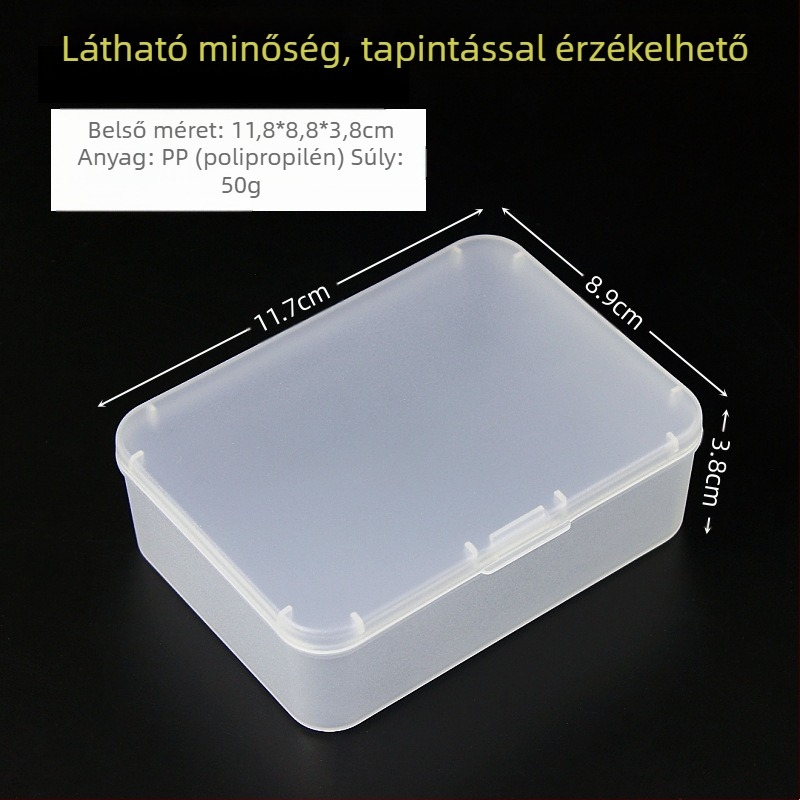 Négyzet alakú, átlátszó PP műanyag tároló doboz fedéllel, játékokhoz és ékszerekhez