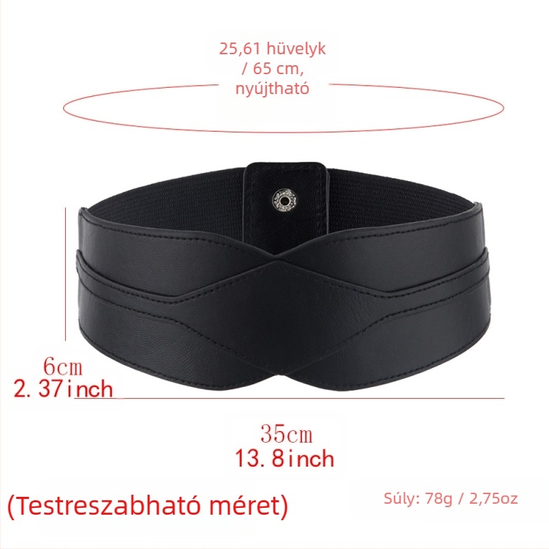 Qiwei Női PU bőr széles elasztikus öv ötvözet csattal, kapcsos zár, szélesség több mint 4 cm — sokoldalú ruhakiegészítő, őszi 2023