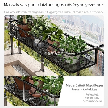 Fali virágtartó állvány, fém, egyemeletes, pasztorális stílus