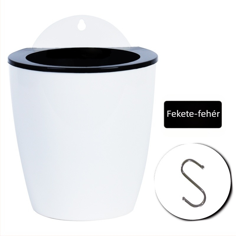 Fali virágtartó műanyagból, önitató öntözéssel; deformációval szemben ellenálló, korrózióálló; injekciós formázás, egy darabból álló kivitelezés