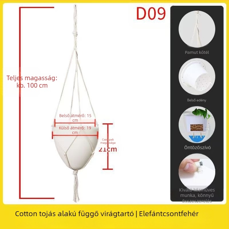 Önöntöző függő virágtartó, műanyagból, európai stílusú, monoblokkos injekciós kivitel