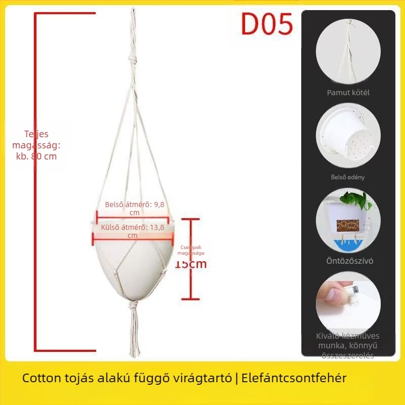 Önöntöző függő virágtartó, műanyagból, európai stílusú, monoblokkos injekciós kivitel