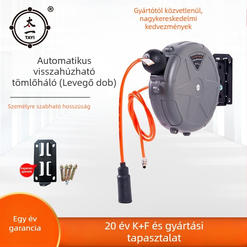 Automatikus visszahúzható légcső-ház autóhasználatra, Taiyi, ABS ház, működési nyomás 5-8 kg.