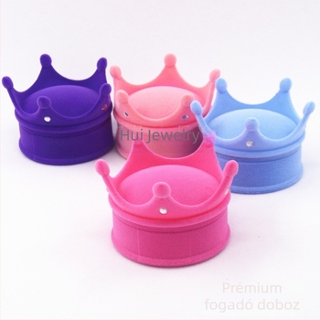 Huiyi Műanyag Kis Koronás Ékszerdoboz Velúr Belsővel Fülbevalókhoz, Nyaklánchoz és Gyűrűhöz