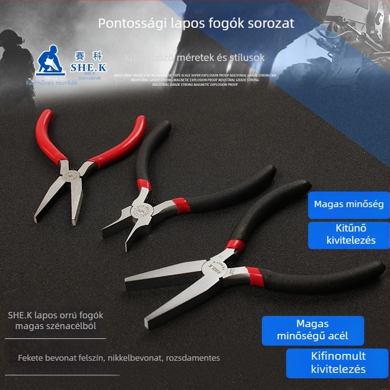 Camel SMW ékszerfogó fog nélküli lapos orrú, kézzel készített, 55# acél, PVC nyél, japán stílus