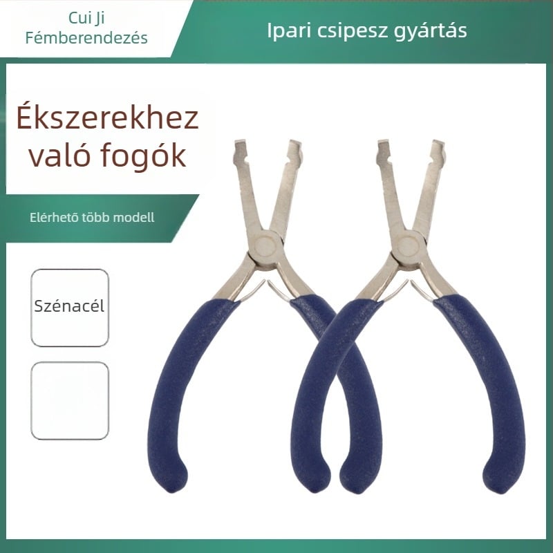 Gyöngycsipesz készlet – kézzel készített DIY ékszerkészítő eszközök, négy darabos készlet: görbe orrú csipesz, kerek orrú csipesz, tűs orrú csipesz és ferde orrú csipesz