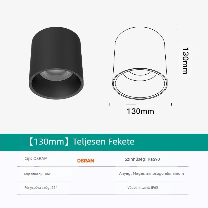 Kerek LED downlight, felületre szerelt, anti-glare, CRI ≥90, 3000–6500K