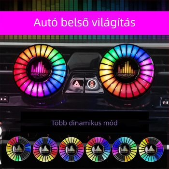 Autó belső hangulatfény a légcsatornához, rezgő ritmikus fény és hangvezérlés (5V, qfd111, Kevanly)