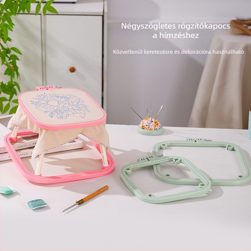 Qingfei ABS műanyag Kétszintes, állítható, francia stílusú asztali hímzőkeret keresztszemeshez