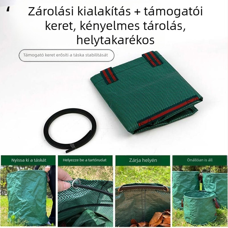 Kültéri kerti leveles zsák, vízálló, műanyag anyagból, FREEDOM – levélgyűjtésre és apró dolgok rendezésére