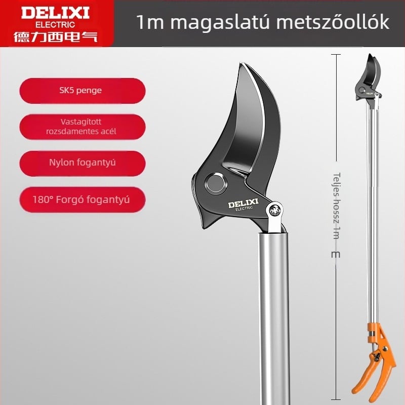 Delixi Electric Teleszkópos rozsdamentes acél ágvágó rugóval, magas elérhetőségű metszéshez gyümölcsfákhoz
