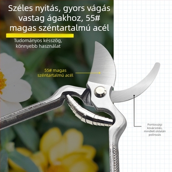 Holsen Magas széntartalmú acél metszőolló, masszív acélnyéllel, kerti és gyümölcsfa ágakhoz