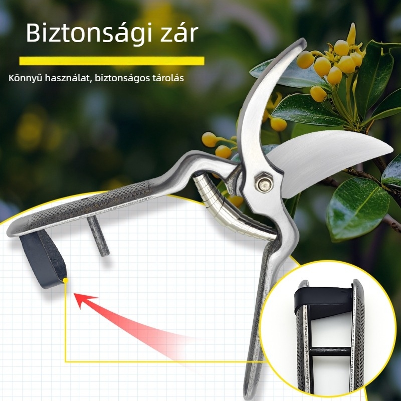 Holsen Magas széntartalmú acél metszőolló, masszív acélnyéllel, kerti és gyümölcsfa ágakhoz