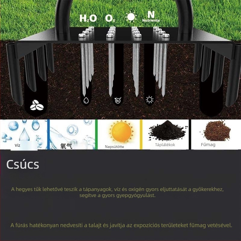 Álló gyep aerátor – kerti talajlazító és megforgató eszköz