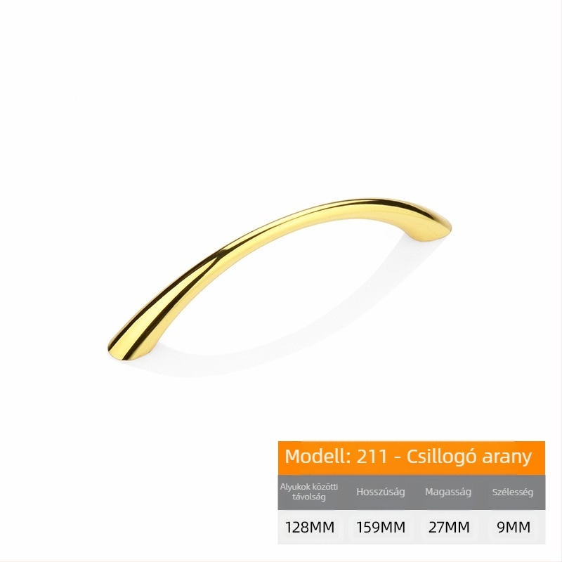 Szekrény- és fiók fogantyú – Zn ötvözet, elektroplattált felület, Modell 211, kopásálló és rozsdamentes