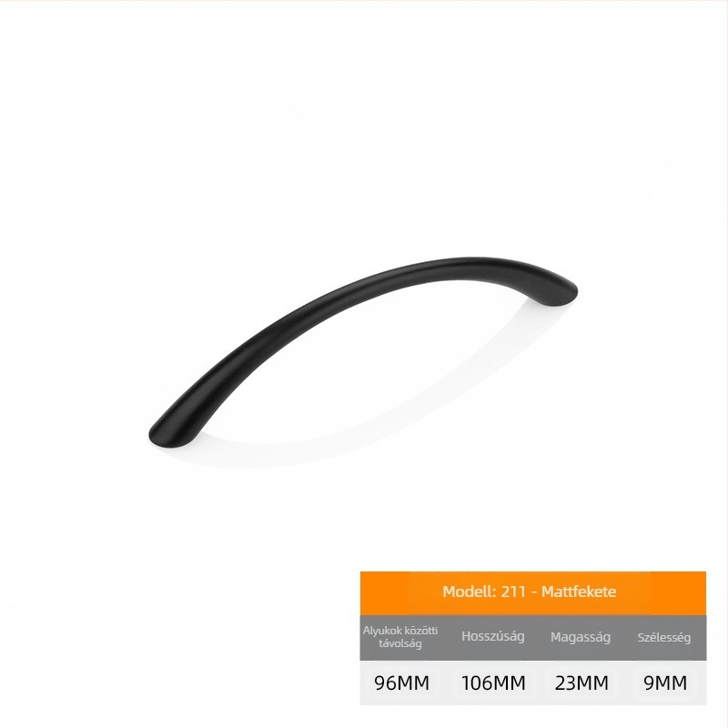 Szekrény- és fiók fogantyú – Zn ötvözet, elektroplattált felület, Modell 211, kopásálló és rozsdamentes