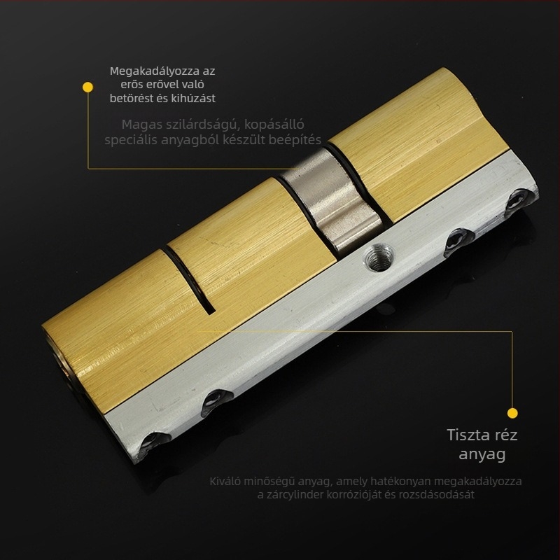 Biztonsági ajtókhoz való zárbetét rézház, rézmag és réz kulcs