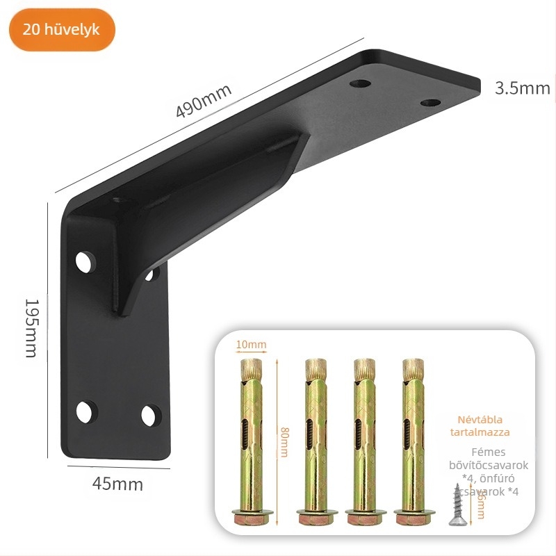 Háromszög alakú vas tartókeret — nehéz teherbírású keret polcra, függő szekrény és íróasztal számára, modern stílus minimalist, felület sütéses festéssel