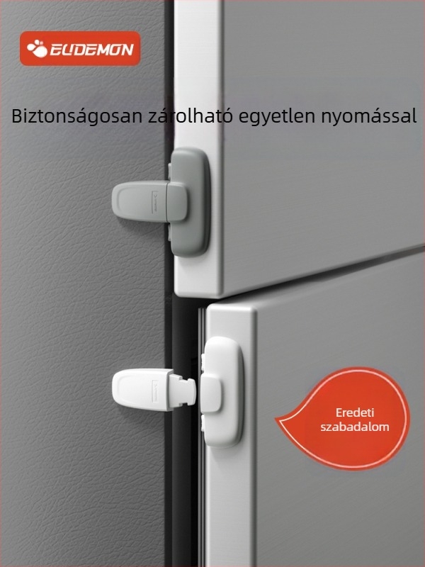 Hűtőajtó biztonsági zár – rögzítő klipsz, 2 darabos készlet sík ajtókhoz, feljavított konkáv-konvex modell