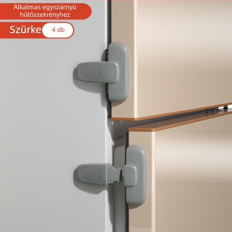 Hűtőajtó biztonsági zár – rögzítő klipsz, 2 darabos készlet sík ajtókhoz, feljavított konkáv-konvex modell