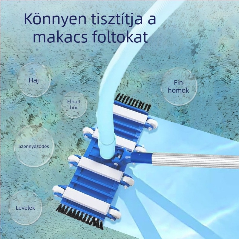 MONITOK Rozsdamentes acél medencetisztító eszköz kefével és szívófej tartozékokkal
