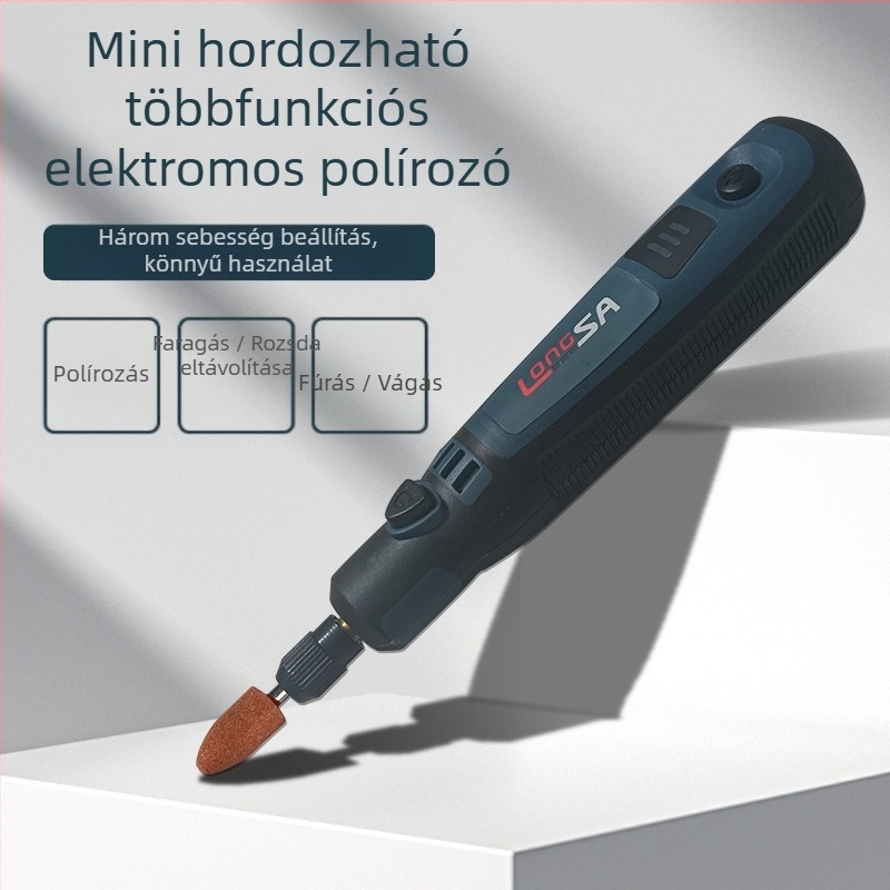 Li-ion akkumulátoros kézi jade polírozó és gravírozó eszköz, 3.7V, csiszolófej, 0.6 m kábel, tömeg 0.5 kg
