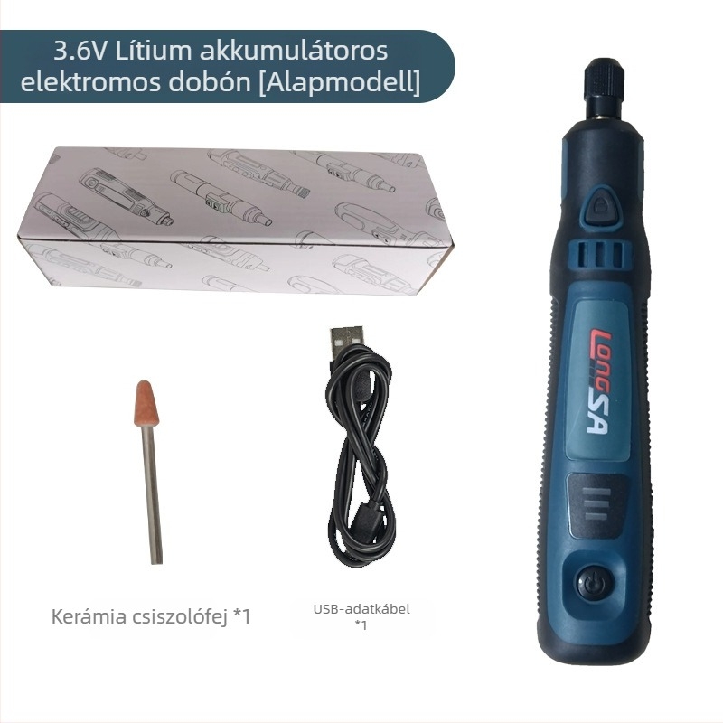 Li-ion akkumulátoros kézi jade polírozó és gravírozó eszköz, 3.7V, csiszolófej, 0.6 m kábel, tömeg 0.5 kg