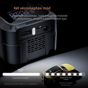 Vezeték nélküli hordozható gumis inflátor autók és kerékpárok számára - 11.1V, 25 L/min, <80W, digitális kijelző, kettős tápegység