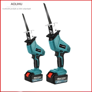 Reciprocating fűrész Li-ion akkumulátorral, 21V; vágás fa, fém és műanyag számára; tartalmazza a töltőt és a fűrészlapot