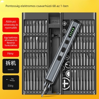 68-in-1 multifunkciós újratölthető elektromos csavarhúzó készlet – szénacél