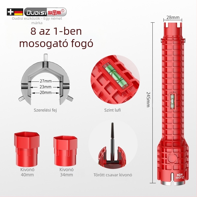 Otis nyolc az egyben – multifunkcionális mosogatócsap-leszerelő szerszám, műanyag kivitel