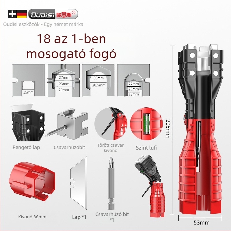 Otis nyolc az egyben – multifunkcionális mosogatócsap-leszerelő szerszám, műanyag kivitel