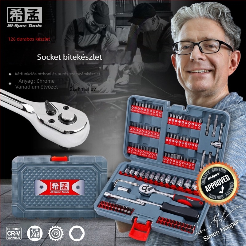 Csavarhúzó készlet: multifunkcionális, speciális Philips és Torx bitokkal, tartó hüvelyével, bitek szénacélból