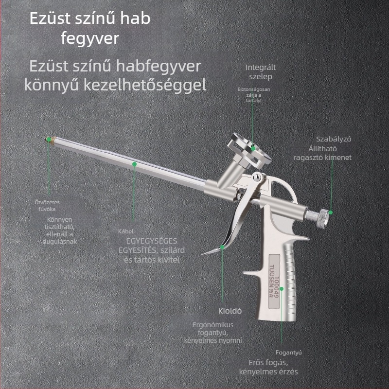 Poliuretánhab-szigetelő pisztoly klímaablakok és ajtókhoz, könnyen tisztítható, ötvözettest