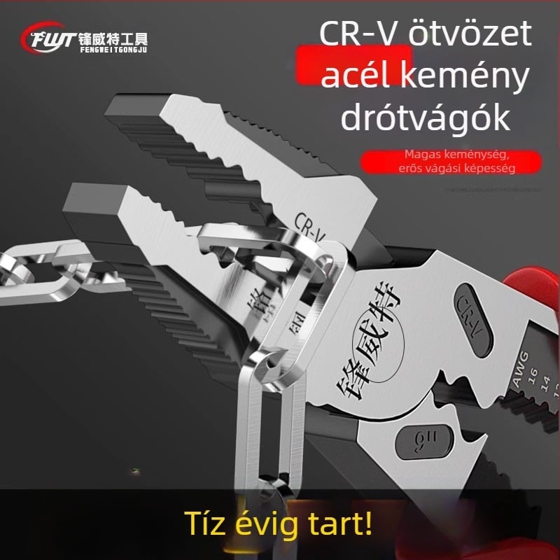 Villanyszerelői multifunkcionális fogó excentrikus erőmegtakarító mechanizmussal, ipari osztályú huzalvágó fogó, 4,6 mm vágási átmérő